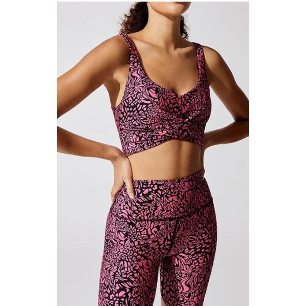 Carbon38 Pink and Black Leopard Print Joggers
